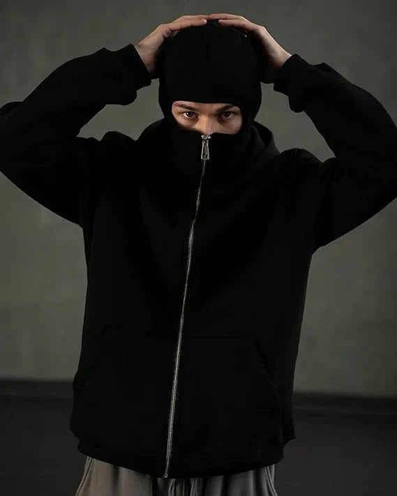 Balaclava Ninja Zipper Hoodie Jacket For Men